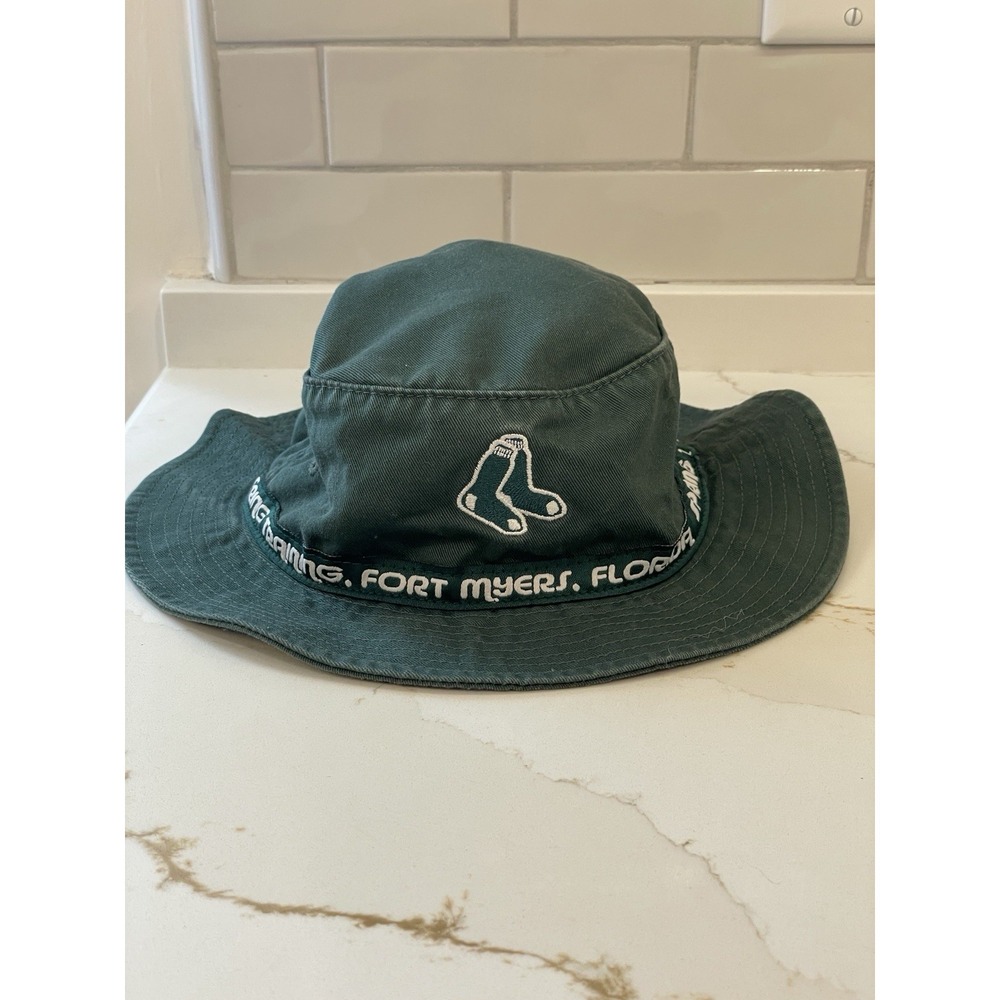 Vintage Red Sox Spring Training Bucket Hat Adult Green Fort‎ Myers Florida Annco